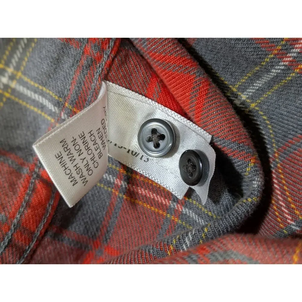 Banana Republic Men's Plaid Flannel Shirt Red & Grey Medium